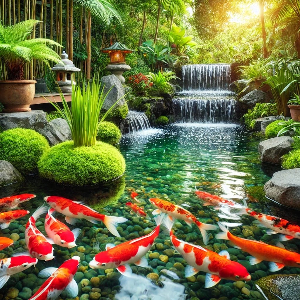 koi fish swimming