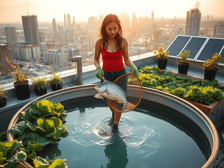 Urban farmer harvesting